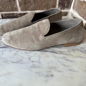 VINCE Paz Square Toe Flats Suede Loafers Women's Size 6.5M Taupe Gray Grey